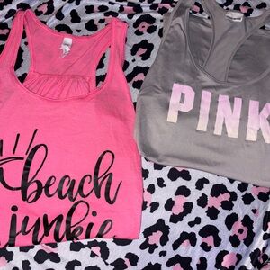 Pink and Gray Tank Tops